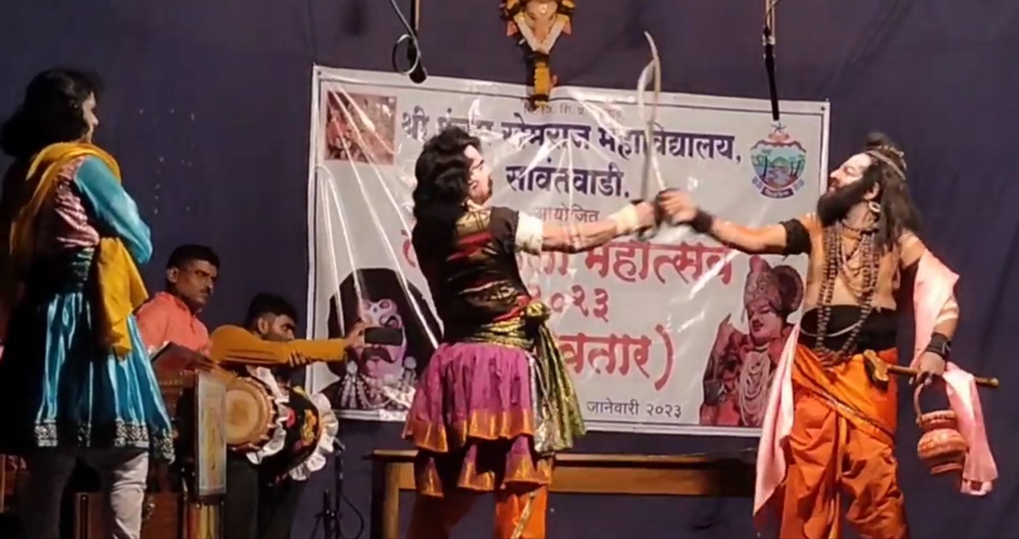 Artist from Kaleshwar Dashavatar Natya Mandal, Nerur Kudal performing Langaar Nritya a very famous part of Dashavatari Natak.